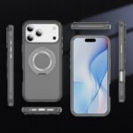 For iPhone 17 Pro Max Carbon Fiber Gear Holder C Type MagSafe Phone Case(Bright Grey+Grey) - Image 2