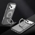For iPhone 17 Pro Max Carbon Fiber Gear Holder C Type MagSafe Phone Case(Bright Grey+Grey) - Image 3