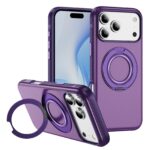 For iPhone 17 Pro Max Carbon Fiber Gear Holder C Type MagSafe Phone Case(Bright Purple + Purple)