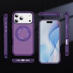For iPhone 17 Pro Max Carbon Fiber Gear Holder C Type MagSafe Phone Case(Bright Purple + Purple) - Image 2