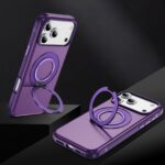 For iPhone 17 Pro Max Carbon Fiber Gear Holder C Type MagSafe Phone Case(Bright Purple + Purple) - Image 3