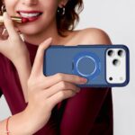 For iPhone 17 Pro Max Carbon Fiber Gear Holder C Type MagSafe Phone Case(Transparent Blue + Royal Blue) - Image 8