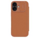 For iPhone 17 NILLKIN QIN Series Pro Sliding Camera Cover Design Leather Phone Case(Brown)