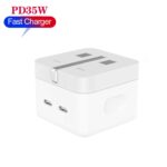 PD 35W Dual USB-C / Type-C Ports Charger for iPhone / iPad Series, UK Plug - Image 2