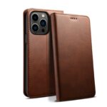For iPhone 16 Pro Suteni Calf Texture Horizontal Flip Leather Phone Case(Brown)