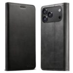 For iPhone 17 Pro Suteni Calf Texture Horizontal Flip Leather Phone Case(Black)
