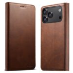 For iPhone 17 Pro Suteni Calf Texture Horizontal Flip Leather Phone Case(Brown)