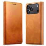 For iPhone 17 Pro Suteni Calf Texture Horizontal Flip Leather Phone Case(Khaki)