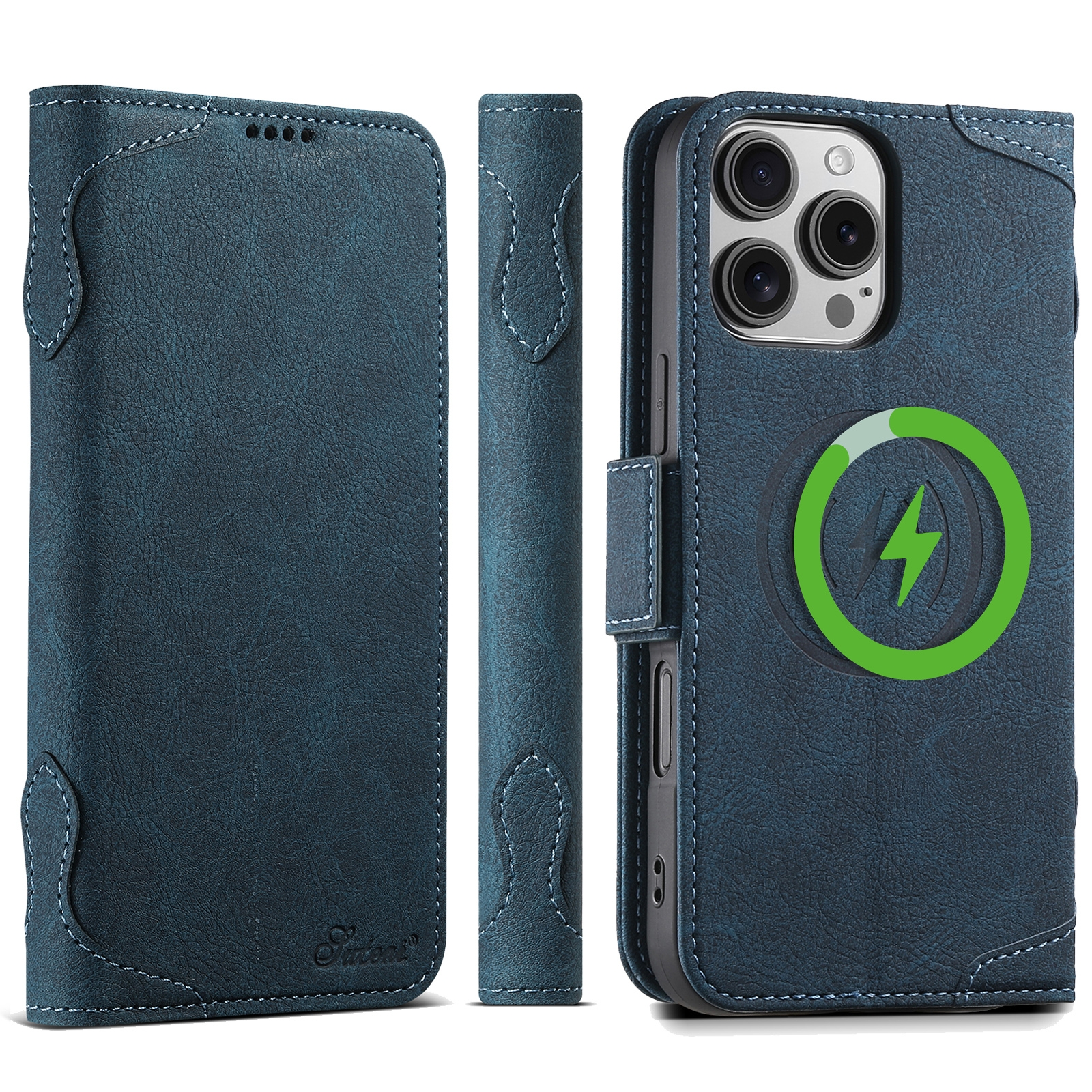 SYA002501215C.jpg For iPhone 16 Pro SUTENI J07 Multifunctional Horizontal Flip Magsafe Leather Phone Case(Blue) - Image 1