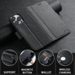 For iPhone 16 Plus Suteni J08 Multifunctional Cross Texture MagSafe Leather Phone Case(Black) - Image 5