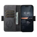For iPhone 16 Pro Suteni J07 Multi-functional Horizontal MagSafe Denim Leather Phone Case(Black) - Image 5