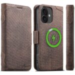 For iPhone 16 Plus Suteni J07 Multi-functional Horizontal MagSafe Denim Leather Phone Case(Brown)