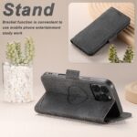 For iPhone 16 Suteni J07 Multi-functional Horizontal MagSafe Denim Leather Phone Case(Black) - Image 4