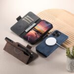 For iPhone 16 Suteni J07 Multi-functional Horizontal MagSafe Denim Leather Phone Case(Black) - Image 7