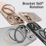 For iPhone 17 Pro Kalebol Rotating Magnetic Holder MagSafe Phone Case(Transparent Silver) - Image 2