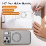 For iPhone 17 Pro Kalebol Rotating Magnetic Holder MagSafe Phone Case(Transparent Silver) - Image 3