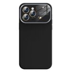 For iPhone 16 Pro Kalebol Large Windows Frosted Liquid Silicone Phone Case(Black)