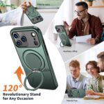 For iPhone 17 Pro Kalebol Magnetic MagSafe Rotation Holder PC Phone Case(Grey Green) - Image 7