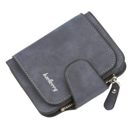 Ladies Wallet Buckle Nubuck Leather Coin Purse - Deep Blue