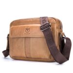 Double Layer Leather Messenger Bag For Men