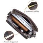 Double Layer Leather Messenger Bag For Men - Image 3