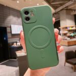 For iPhone 12 Pro Liquid Silicone Full Coverage Shockproof Magsafe Case(Deep Green) - Image 3