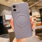 For iPhone 12 Pro Liquid Silicone Full Coverage Shockproof Magsafe Case(Grey) - Image 3