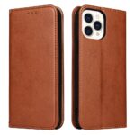 For iPhone 13 Pro Max Fierre Shann PU Leather Texture Horizontal Flip Leather Case with Holder & Card Slots & Wallet (Brown)