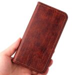 For iPhone 13 Pro Fierre Shann Retro Tree Bark Texture PU Magnetic Horizontal Flip Leather Case with Holder & Card Slots & Wallet (Red) - Image 2