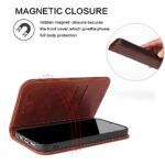 For iPhone 13 Pro Fierre Shann Retro Tree Bark Texture PU Magnetic Horizontal Flip Leather Case with Holder & Card Slots & Wallet (Red) - Image 4