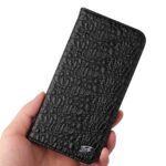 For iPhone 13 Pro Fierre Shann Crocodile Texture Magnetic Horizontal Flip Genuine Leather Case with Holder & Card Slot (Black) - Image 2
