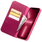 For iPhone 13 Pro QIALINO Small Crocodile Texture Horizontal Flip Leather Case with Holder & Card Slots & Wallet (Rose Red) - Image 3