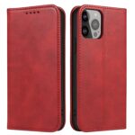 For iPhone 12 Pro Max Calf Texture Magnetic Horizontal Flip Leather Case with Holder & Card Slots & Wallet(Red)