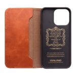 For iPhone 13 Pro QIALINO Magnetic Buckle Leather Phone Case (Brown) - Image 4