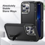 For iPhone 12 Pro Max 3 in 1 Rugged Holder Phone Case(Black + Black) - Image 2