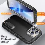 For iPhone 12 Pro Max 3 in 1 Rugged Holder Phone Case(Black + Black) - Image 3