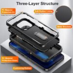 For iPhone 12 Pro Max 3 in 1 Rugged Holder Phone Case(Black + Black) - Image 4