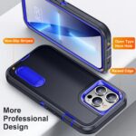 For iPhone 12 Pro Max 3 in 1 Rugged Holder Phone Case(Dark Blue+Sapphire Blue) - Image 3