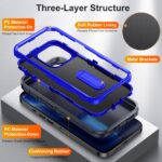 For iPhone 12 Pro Max 3 in 1 Rugged Holder Phone Case(Dark Blue+Sapphire Blue) - Image 4