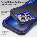 For iPhone 12 Pro Max 3 in 1 Rugged Holder Phone Case(Dark Blue+Sapphire Blue) - Image 5