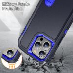 For iPhone 12 Pro Max 3 in 1 Rugged Holder Phone Case(Dark Blue+Sapphire Blue) - Image 6