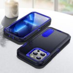 For iPhone 12 Pro Max 3 in 1 Rugged Holder Phone Case(Dark Blue+Sapphire Blue) - Image 7