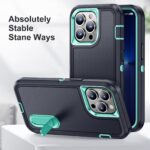 For iPhone 12 Pro Max 3 in 1 Rugged Holder Phone Case(Dark Blue+Light Blue) - Image 2