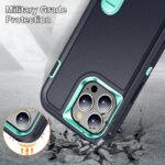 For iPhone 12 Pro Max 3 in 1 Rugged Holder Phone Case(Dark Blue+Light Blue) - Image 6
