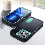 For iPhone 12 Pro Max 3 in 1 Rugged Holder Phone Case(Dark Blue+Light Blue) - Image 7