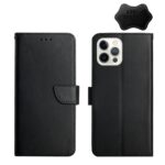 For iPhone 12 Pro Genuine Leather Fingerprint-proof Horizontal Flip Phone Case(Black)
