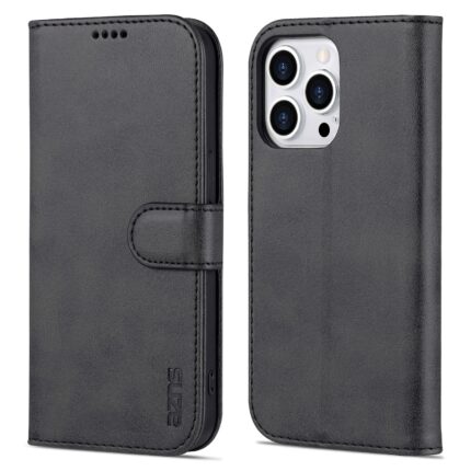 For iPhone 14 Pro Max AZNS Skin Feel Calf Texture Horizontal Flip Leather Case (Black)