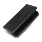 For iPhone 14 Fierre Shann PU Genuine Leather Texture Leather Phone Case (Black) - Image 2