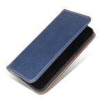 For iPhone 14 Plus Fierre Shann PU Genuine Leather Texture Leather Phone Case (Blue) - Image 2
