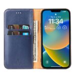 For iPhone 14 Plus Fierre Shann PU Genuine Leather Texture Leather Phone Case (Blue) - Image 3